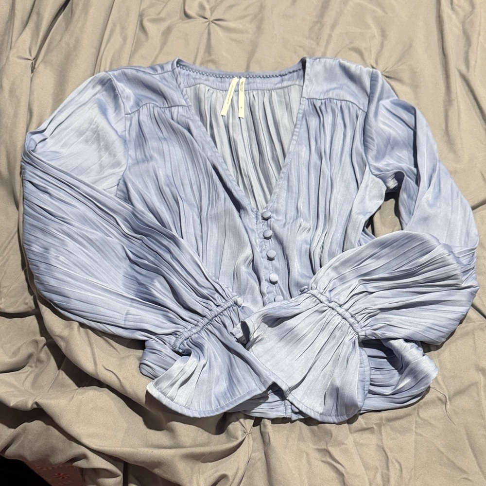 Anthropologie Soft Blue Buttoned Blouse
